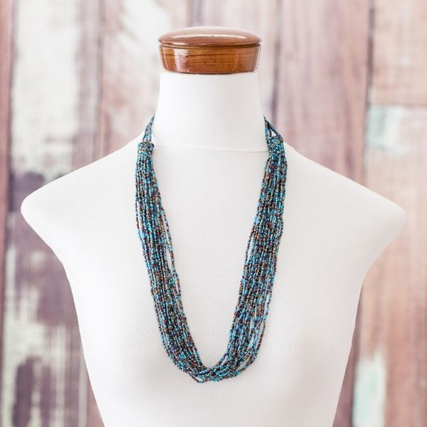 Alternate image for Artisan Crafted Beaded Necklace Cool Grotto