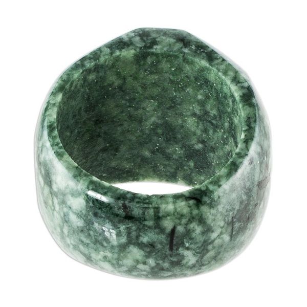 Alternate image for Signet Style Green Guatemalan Jade Ring Indomitable