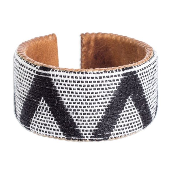 Alternate image for Cotton Bracelet in White and Black Comalapa Highlands in White