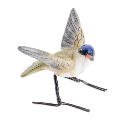 Alternate image for Ceramic Violet-Crowned Hummingbird Figurine from Guatemala Violet-Crowned Hummingbird