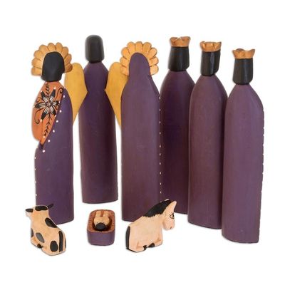 Alternate image for Wood Nativity Scene Sculpture Set of 9  Rejoice