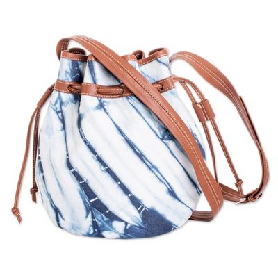 Alternate image for Artisan Crafted Cotton Shoulder Bag with Natural Indigo Dyes Indigo Clouds