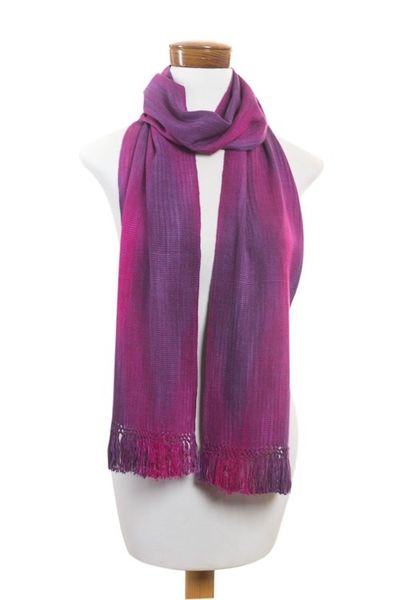 Alternate image for Purple Fuchsia Lilac Guatemalan Scarf Rayon Iridescent Purple