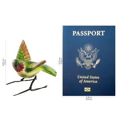 Alternate image for Hand Sculpted Ceramic Ruby-Throated Hummingbird Figurine Ruby-Throated Hummingbird