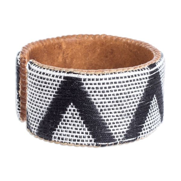Alternate image for Cotton Bracelet in White and Black Comalapa Highlands in White