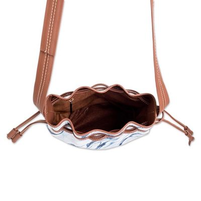 Alternate image for Artisan Crafted Cotton Shoulder Bag with Natural Indigo Dyes Indigo Clouds