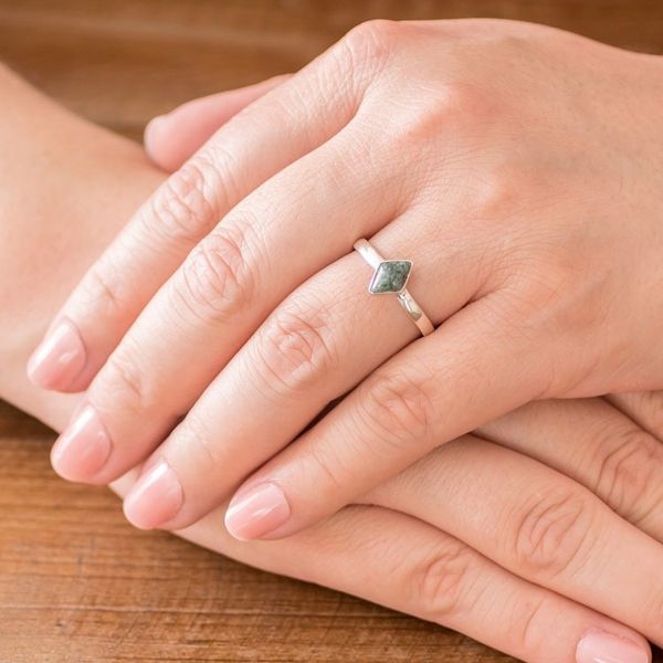 Alternate image for Green Rhombus Jade Single Stone Ring from Guatemala Love Rhombus in Green