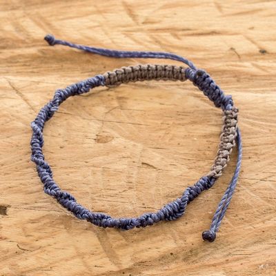 Alternate image for Handmade Macrame Bracelet Ripple Effect in Periwinkle