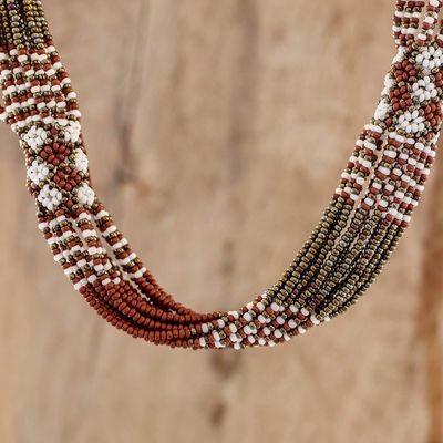 Alternate image for Glass Beaded Torsade Necklace in Terracotta and Bronze Terracotta and Bronze Harmony