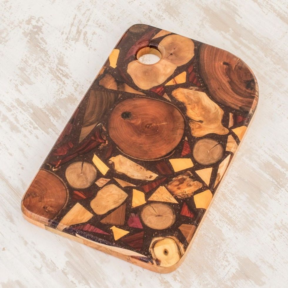Rectangular Reclaimed Wood Trivet from Costa Rica 'Costa Rican Wood'