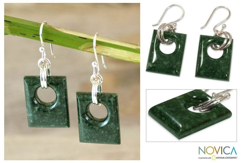 Jade dangle earrings 'Green Jaguar'