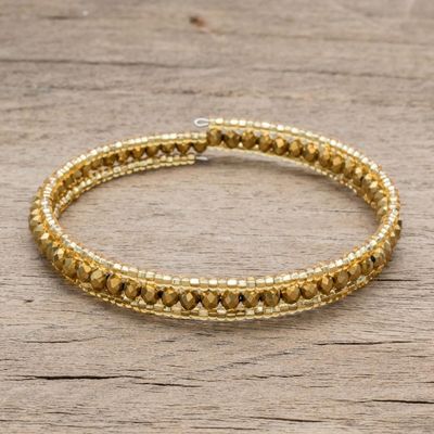 Alternate image for Gold-Tone Crystal and Glass Beaded Wrap Bracelet Golden Fiesta