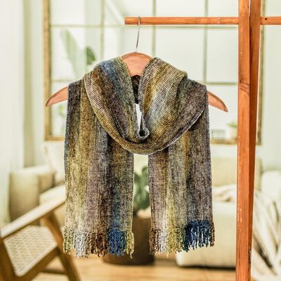 Alternate image for Earth-Tone Rayon Chenille Scarf from Guatemala Paths