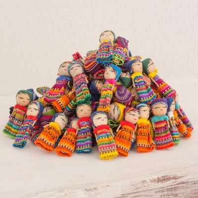 Alternate image for Set of 100 Guatemalan Worry Dolls with Pouch in 100 Cotton The Worry Doll Clan