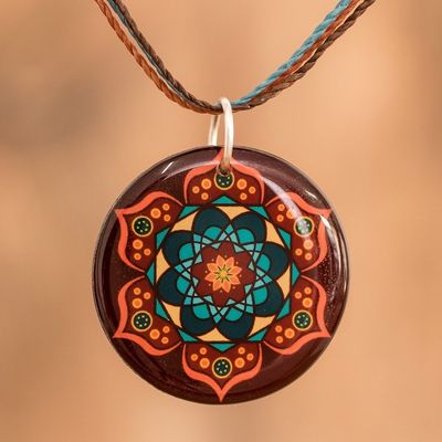 Alternate image for Mandala Resin Pendant Necklace from Costa Rica Mandala Magic