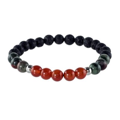 Alternate image for Unisex Lava Stone and Gem Stretch Bracelet Colors of Costa Rica