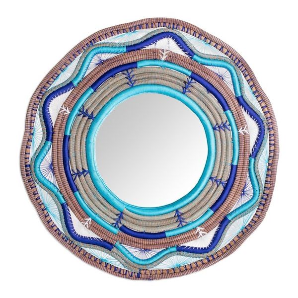 Alternate image for Pine Needle and Yarn Framed Wall Mirror from Nicaragua, Moonshine