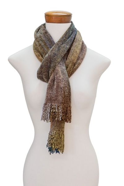 Alternate image for Earth-Tone Rayon Chenille Scarf from Guatemala Paths