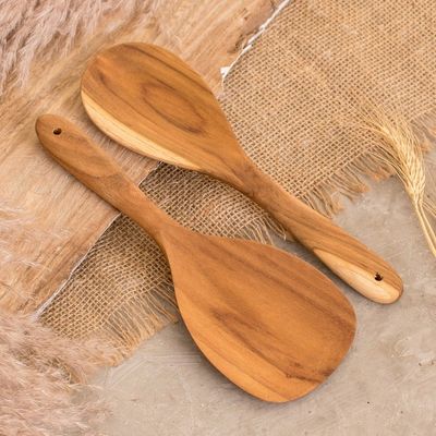 Alternate image for Teakwood 2-Piece Salad Serving Set Handcrafted in Costa Rica Family Seasoning