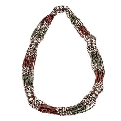 Alternate image for Glass Beaded Torsade Necklace in Terracotta and Bronze Terracotta and Bronze Harmony