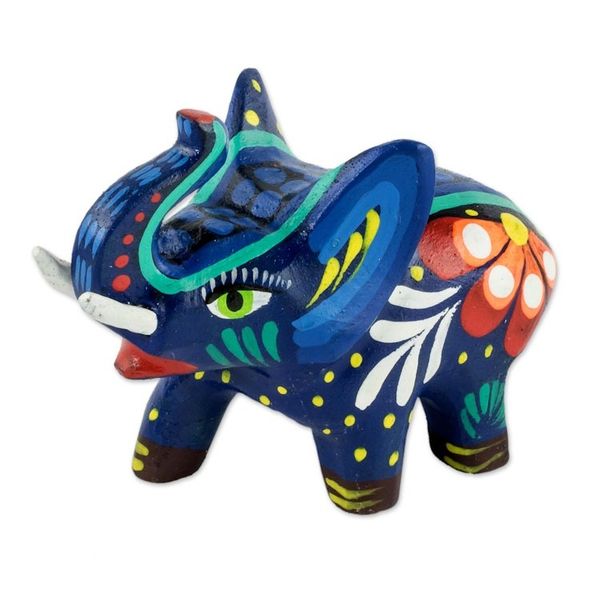 Alternate image for Small Wood Hand Painted Elephant Figurine Unstoppable Force
