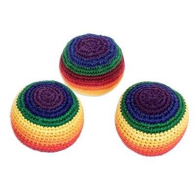 Alternate image for Striped Cotton Hacky Sacks Set of 3 Rainbow Stripes