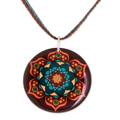 Alternate image for Mandala Resin Pendant Necklace from Costa Rica Mandala Magic