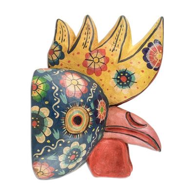 Alternate image for Hand Crafted Wood Rooster Folk Art Mask New Day