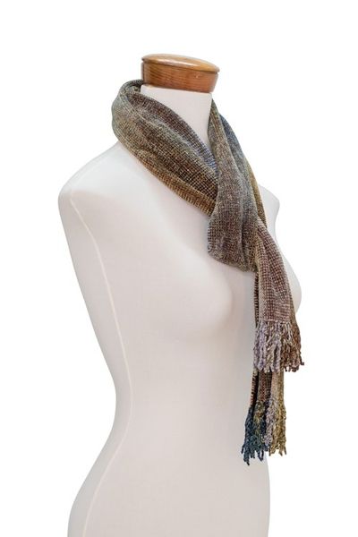 Alternate image for Earth-Tone Rayon Chenille Scarf from Guatemala Paths