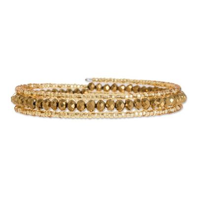 Alternate image for Gold-Tone Crystal and Glass Beaded Wrap Bracelet Golden Fiesta