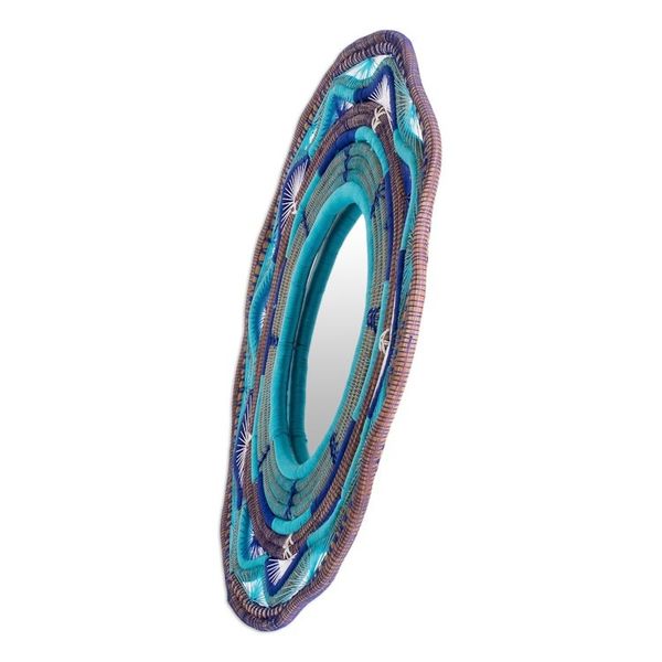 Alternate image for Pine Needle and Yarn Framed Wall Mirror from Nicaragua, Moonshine