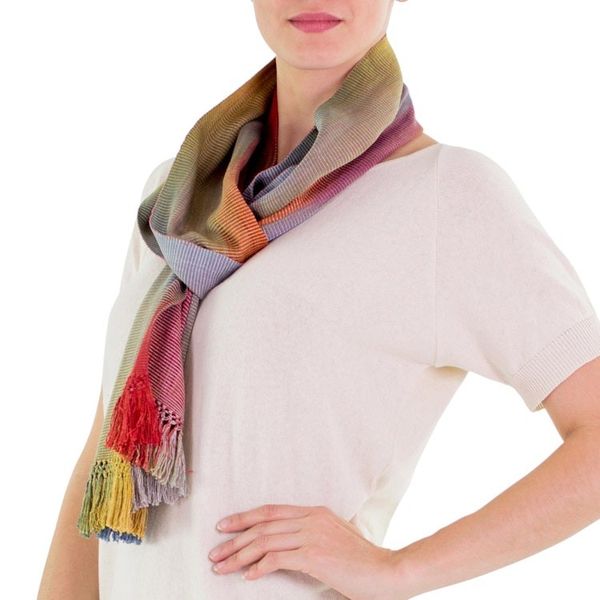Alternate image for Rayon Scarf Woven by Hand Solola Afternoon
