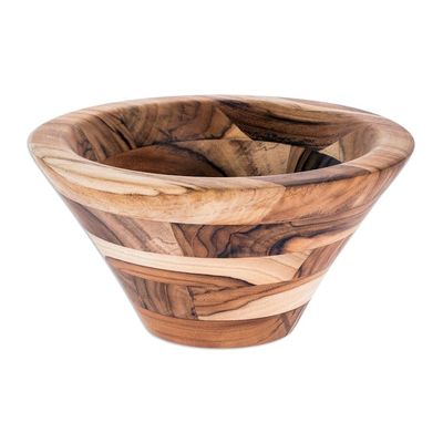 Alternate image for Wood Fruit Bowl from Guatemala Natural Mosaic