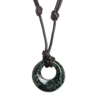 Alternate image for Circular Jade Adjustable Pendant Necklace from Guatemala Verdant Circle