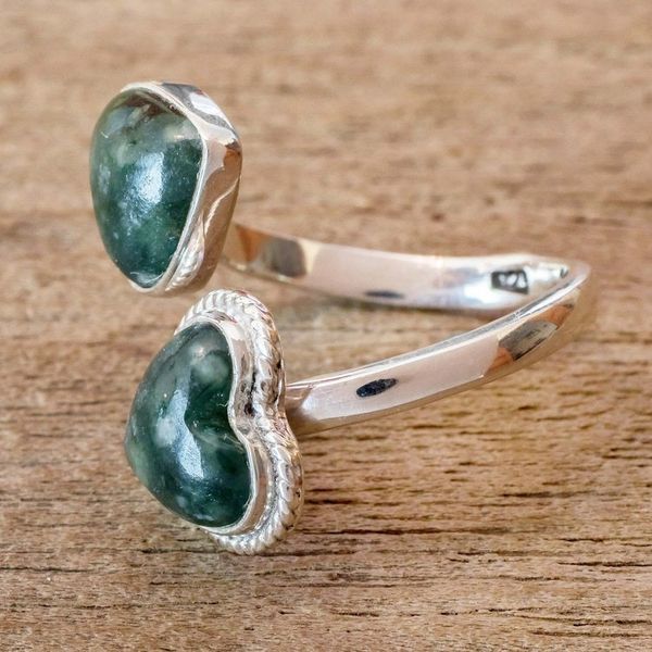 Alternate image for Heart-Shaped Jade Wrap Ring When Two Hearts Meet