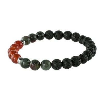 Alternate image for Unisex Lava Stone and Gem Stretch Bracelet Colors of Costa Rica