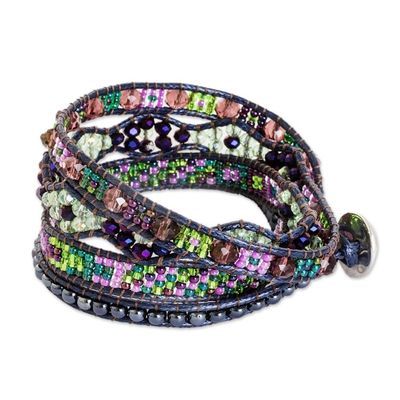 Alternate image for Handcrafted Beaded Positive Energy Long Wrap Bracelet Wisdom of the Cosmos