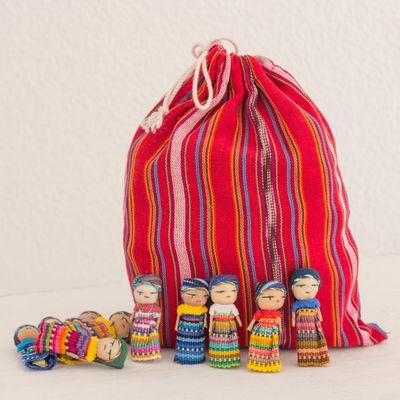 Alternate image for Set of 100 Guatemalan Worry Dolls with Pouch in 100 Cotton The Worry Doll Clan