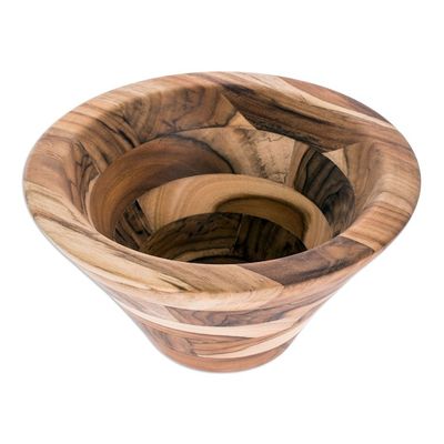 Alternate image for Wood Fruit Bowl from Guatemala Natural Mosaic
