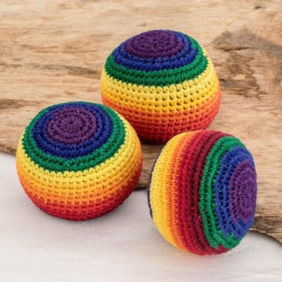 Alternate image for Striped Cotton Hacky Sacks Set of 3 Rainbow Stripes