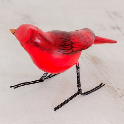 Alternate image for Hand Sculpted, Hand Painted Ceramic Cardinal Figurine Cardinal
