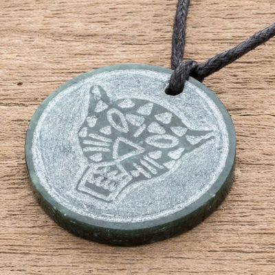 Alternate image for Jade Jaguar Pendant Necklace from Guatemala Ix