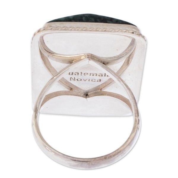 Alternate image for Collectible Modern Jade Sterling Silver Cocktail Ring Maya Princess