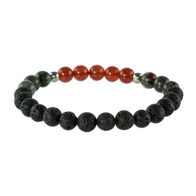 Alternate image for Unisex Lava Stone and Gem Stretch Bracelet Colors of Costa Rica