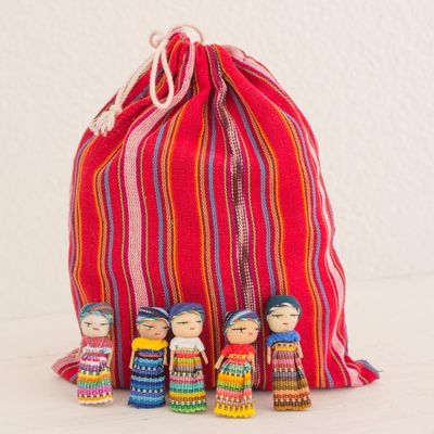 Alternate image for Set of 100 Guatemalan Worry Dolls with Pouch in 100 Cotton The Worry Doll Clan