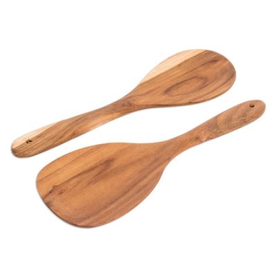 Alternate image for Teakwood 2-Piece Salad Serving Set Handcrafted in Costa Rica Family Seasoning
