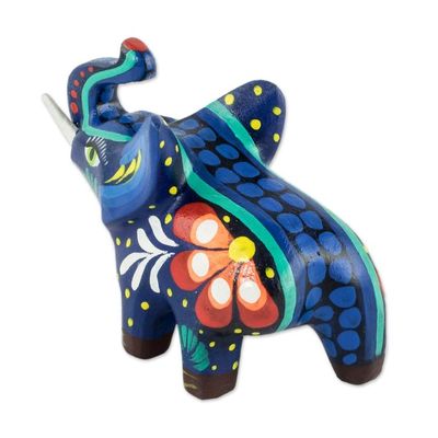Alternate image for Small Wood Hand Painted Elephant Figurine Unstoppable Force