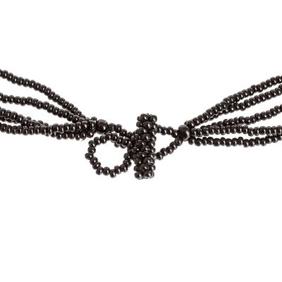 Alternate image for Artisan Handmade Beaded Necklace from Guatemala with Flowers Flower Festival in Black