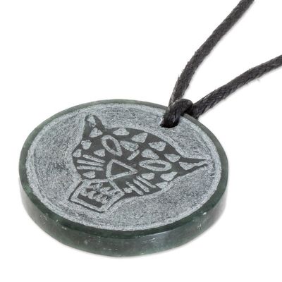 Alternate image for Jade Jaguar Pendant Necklace from Guatemala Ix