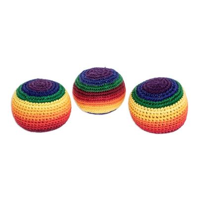 Alternate image for Striped Cotton Hacky Sacks Set of 3 Rainbow Stripes